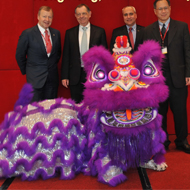 Winfried Engelbrecht-Bresges, Dr Bernard Vallat, Ingmar De Vos and Chi Kong Alan Wong, Director of the Agriculture, Fisheries and Conservation Department of the Government of Hong Kong 