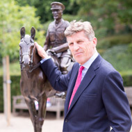 Statue of the war horse warrior, with  Brough Scott