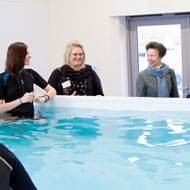 HRH visiting the hydrotherapy suite